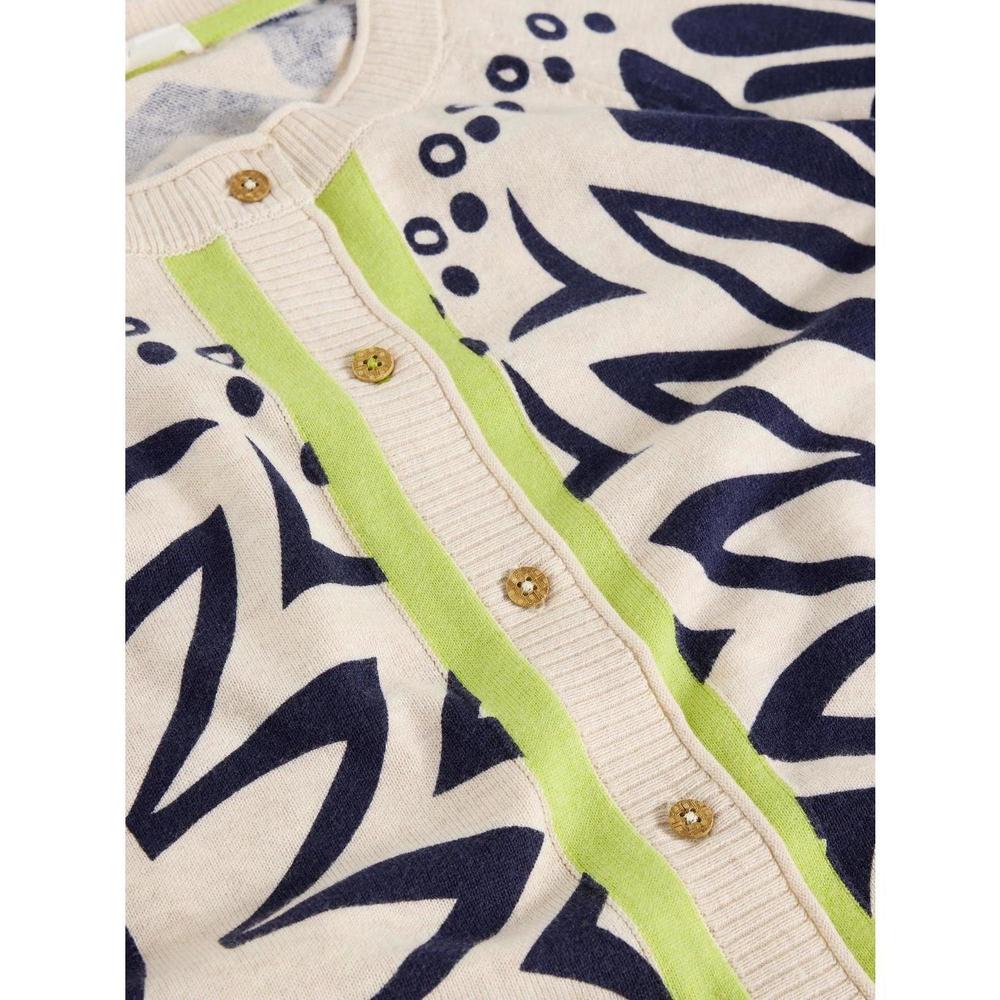 NEW WHITE STUFF lulu printed crew neck cardigan in ivory print - Picture 5 of 6